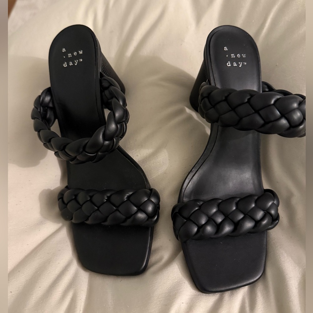 A New Day Black Braided Heeled Sandals